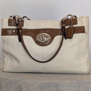Coach vintage Cream and Brown Leather Shoulder Tote